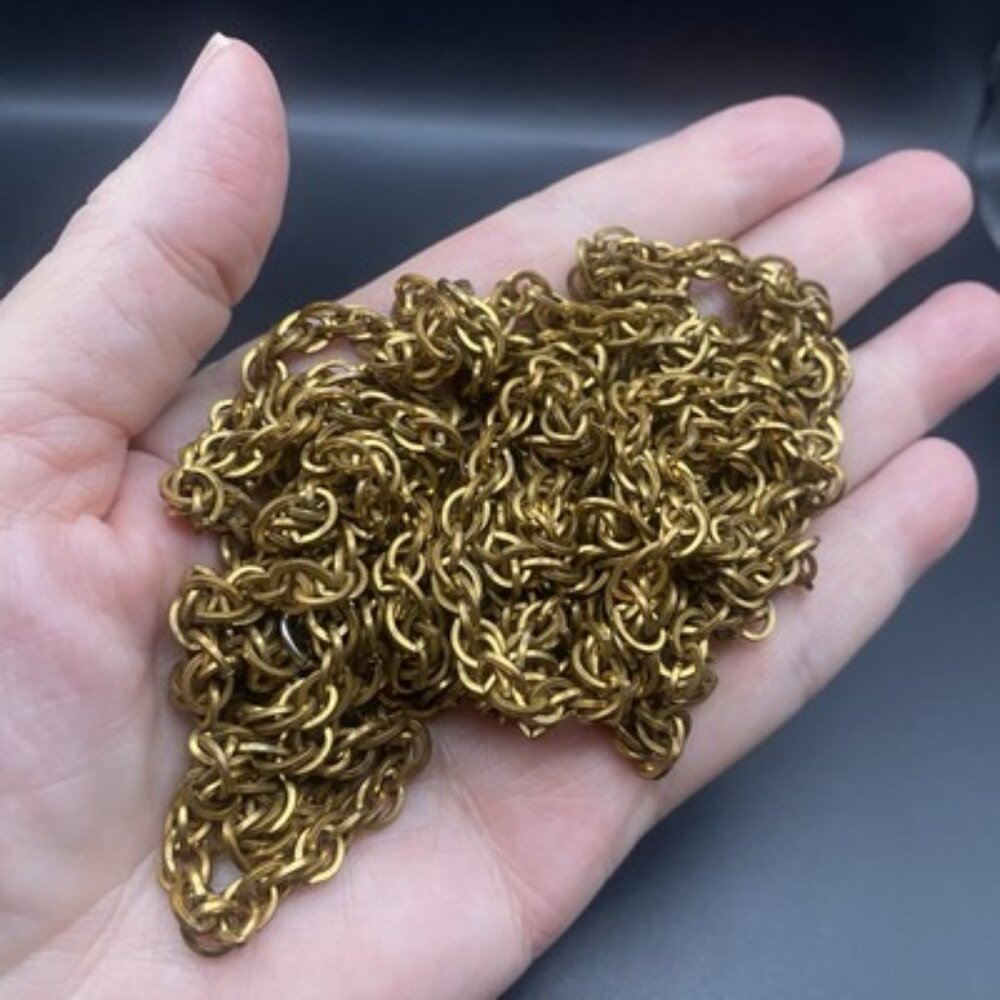 Vintage Antique Gold Tone Necklace Extra Long Rope 5mm Chain 96" Brassy LOOK - Picture 5 of 6